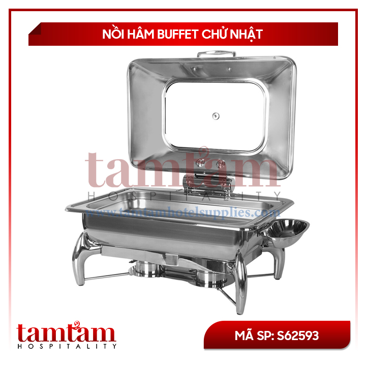 Nồi Hâm Buffet Chử Nhật Nắp Kiếng Có Chân S62593 - Ảnh 2
