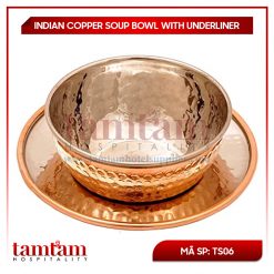 Indian Copper Soup Bowl with Underliner