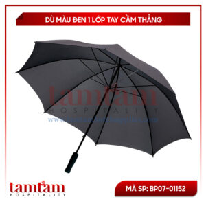 Dù Màu Đen 1 Lớp Tay Cầm Thẳng