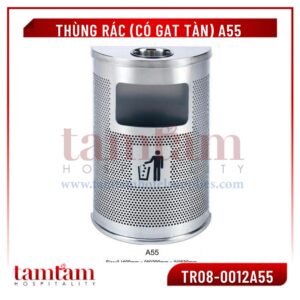 Thùng rác A55 bán nguyệt có gạt tàn