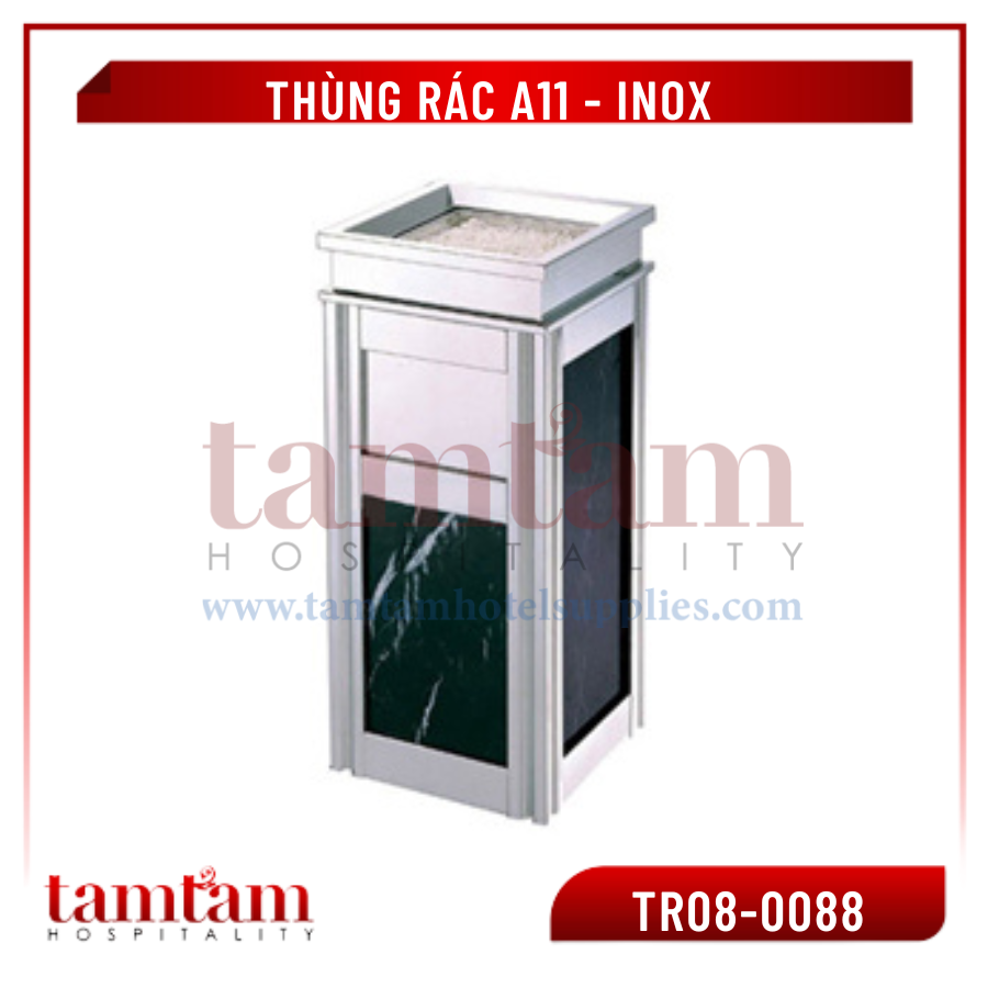 Thùng rác A11 inox - Thùng rác đá